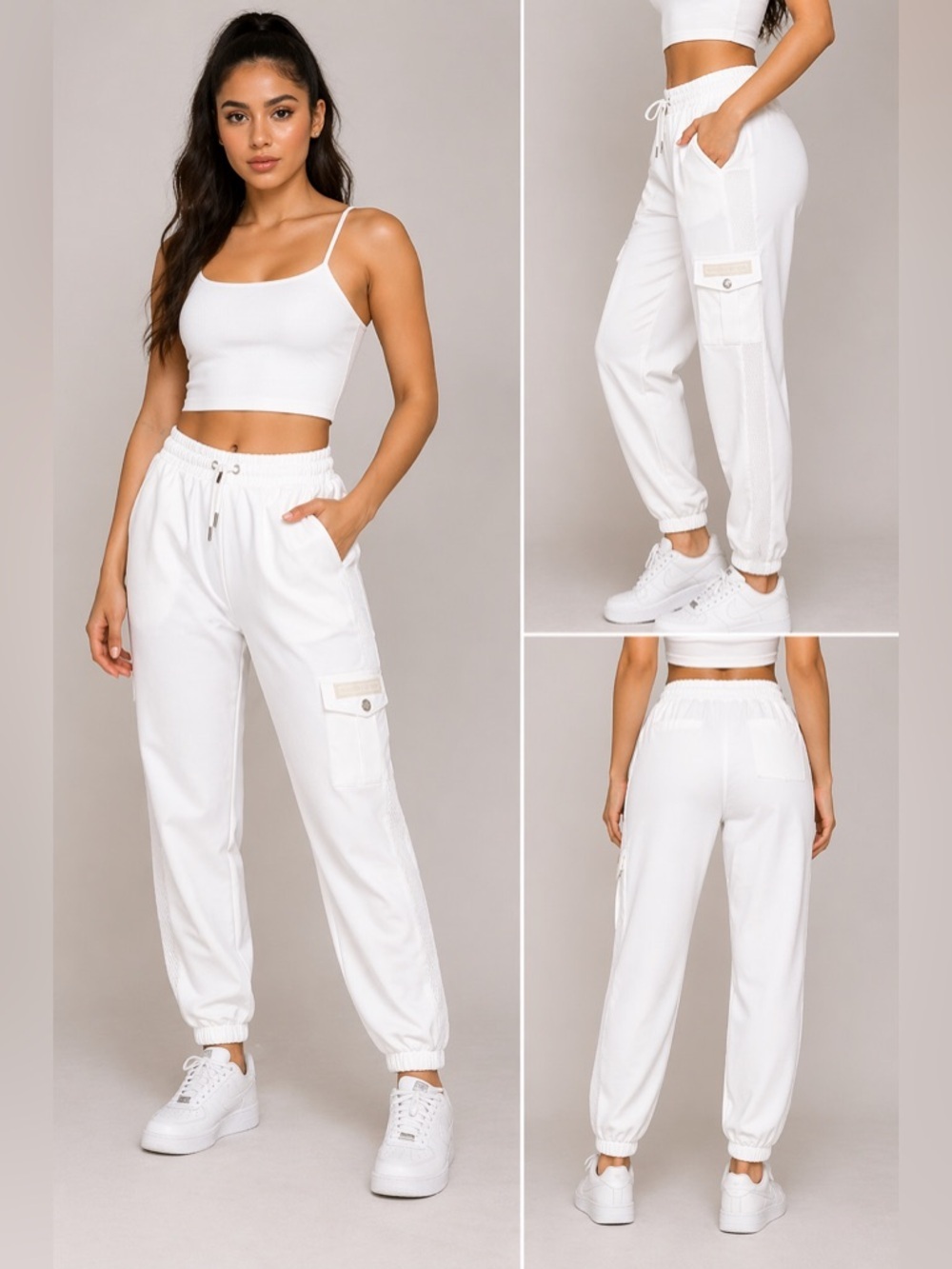 Manière De Voir White Cargo Jogger Pants Size 4 NWOT Luxe Streetwear
